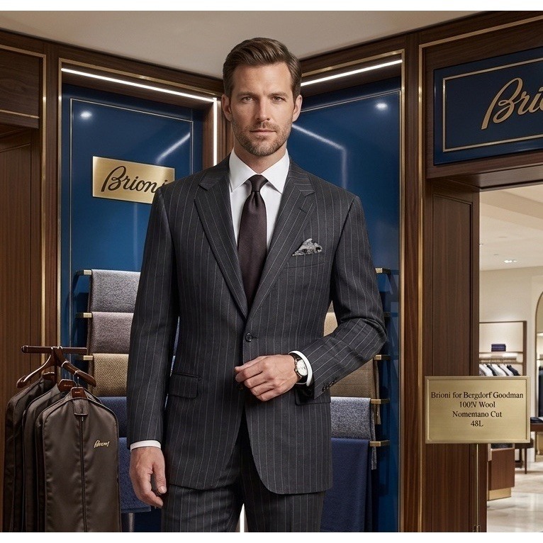 Brioni For Bergdorf Goodman | 100% Wool Pinstripe Blazer | Nomentano Cut | 48 L